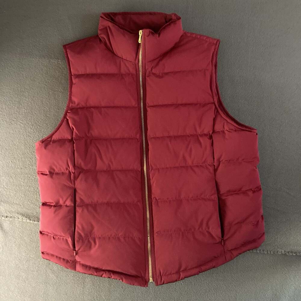 Talbots Down Filled Puffer Vest Women's XL Red Insulated Outerwear Zip Pockets
